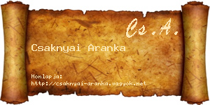Csaknyai Aranka névjegykártya