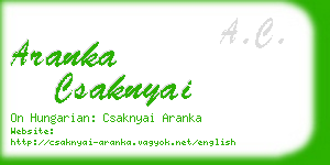 aranka csaknyai business card